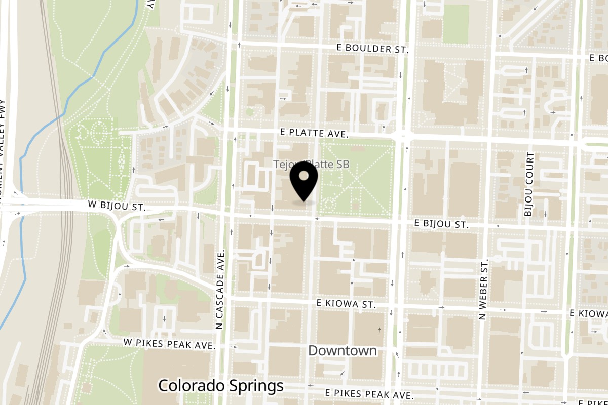 Map showing the location of Skirted Heifer N Tejon St on 204 N Tejon St in Colorado Springs